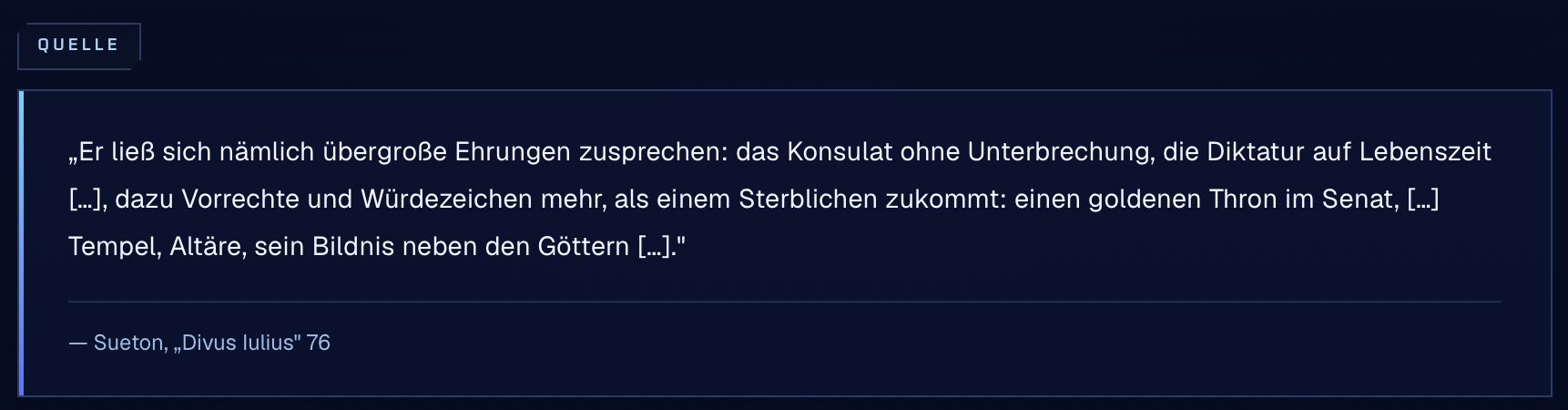Quellenbereich der Materialansicht mit belegtem Quellentext