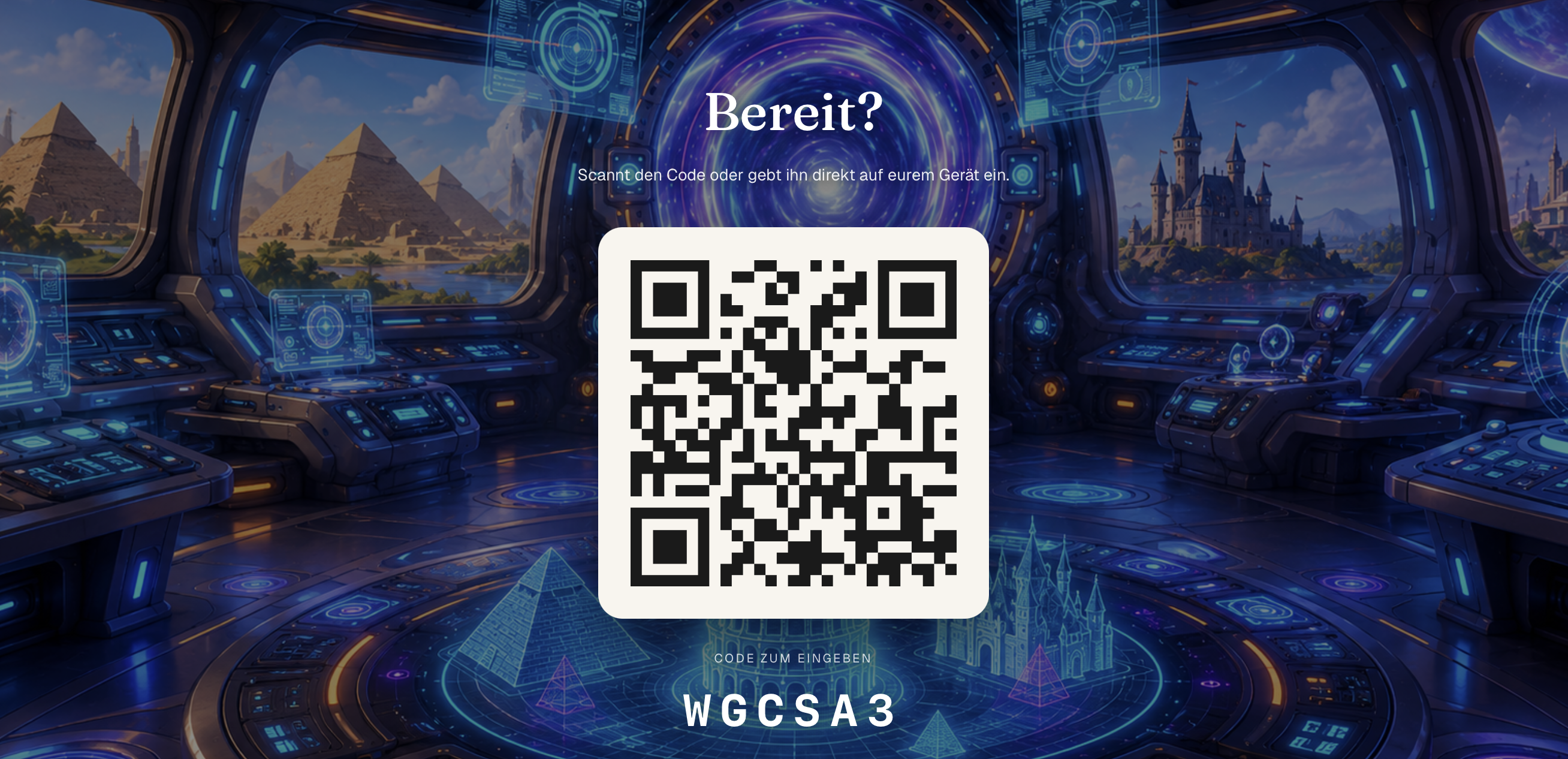 Gemeinsamer Beitrittsraum mit QR-Code und Raumcode fuer die Lerngruppe