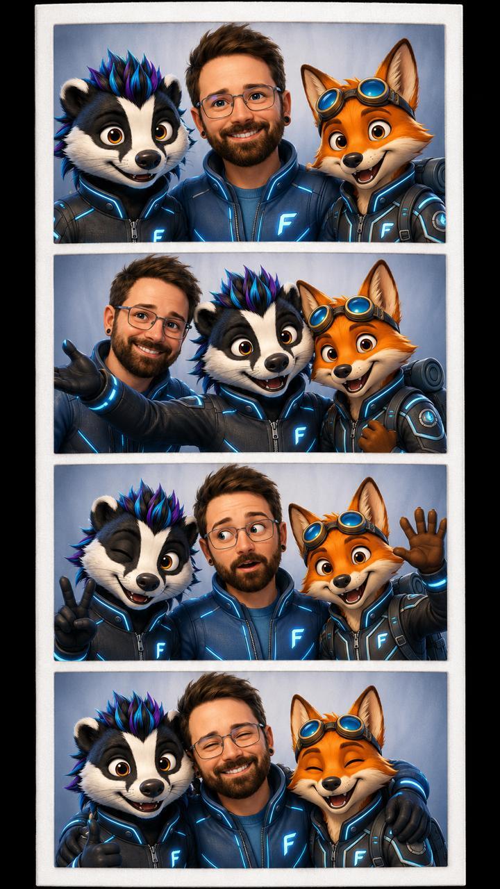 Jesko Fox mit Foxi und Dachsia in einem Fotostreifen